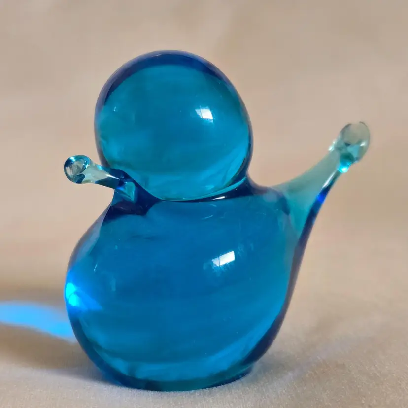 Art Glass Blue Bird Figurine Rough Pontil Unbranded small 1⅝" Long Approximately