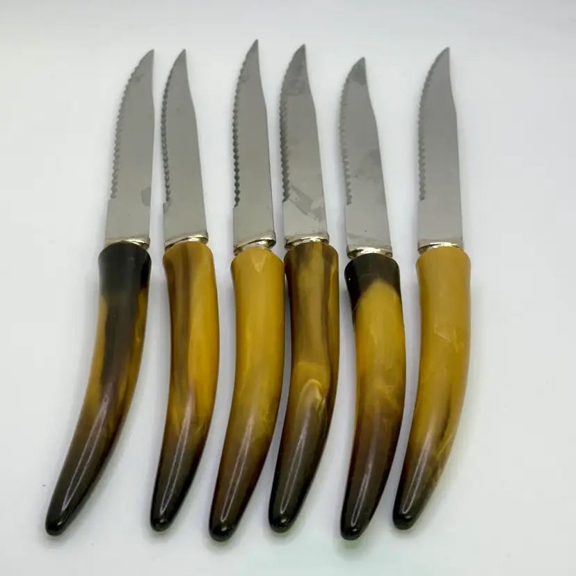 Vintage Bakelite set of 6 Sheffield Stainless Knives England