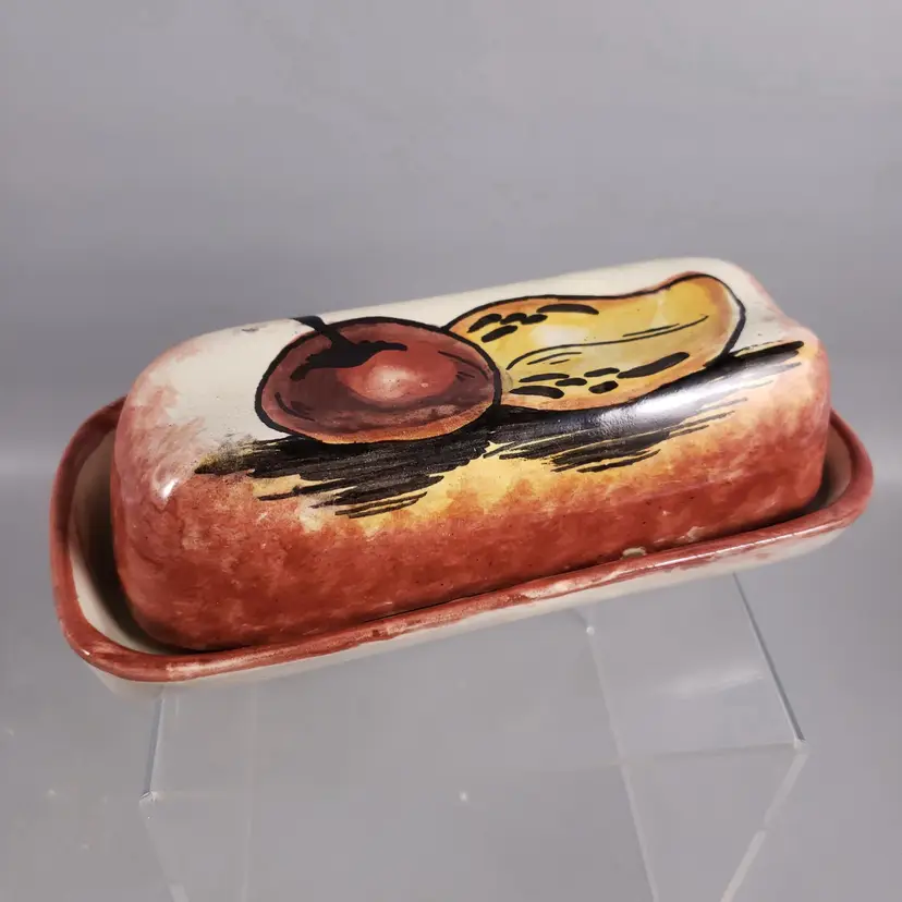 TALAVERA Camacho Mexico FRUIT Hand Painted Terracotta BUTTER DISH