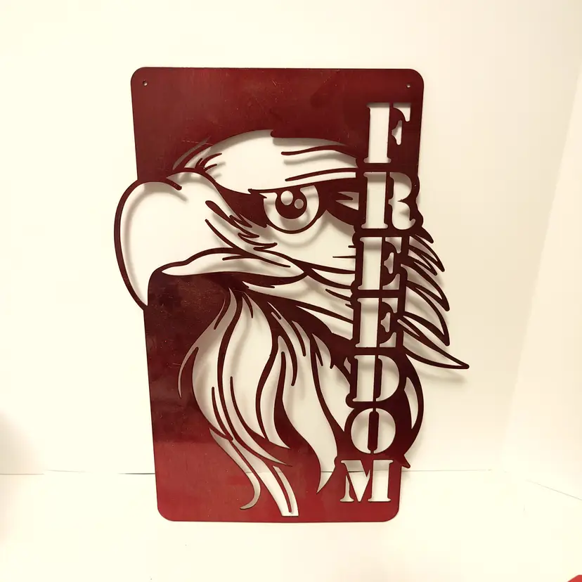 Metal Freedom Sign. Dimensions: W 13, H 16.25.