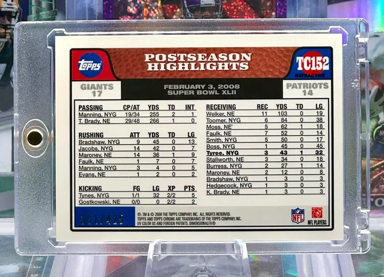 David Tyree 2008 Topps Chrome Bronze /425 Refractor “THE CATCH” New York Giants