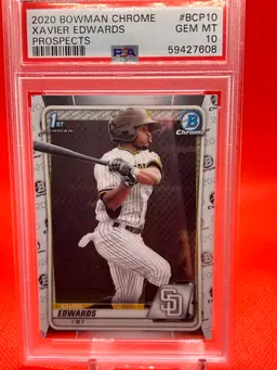 08. Xavier Edwards 2020 Bowman Chrome 1st PSA 10 Slab San Diego Padres