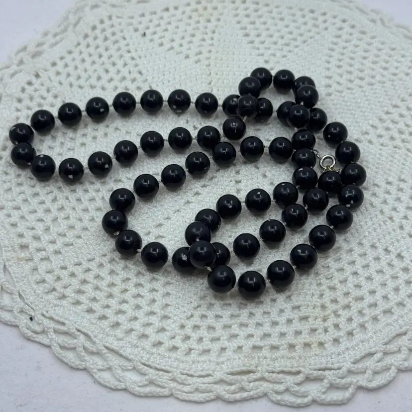 Vintage Black Bead Necklace