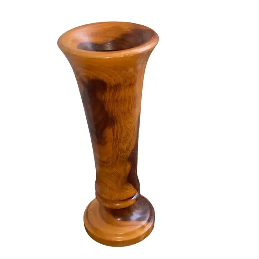 Wooden Vintage Handmade Hand Carved Wood Turned Bud Vase