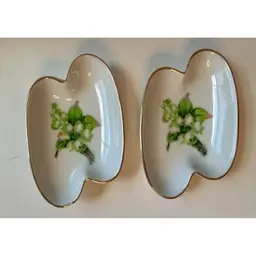Set of 2 Trinket Dishes Ash Trays Made in Japan Lilly of the Valley