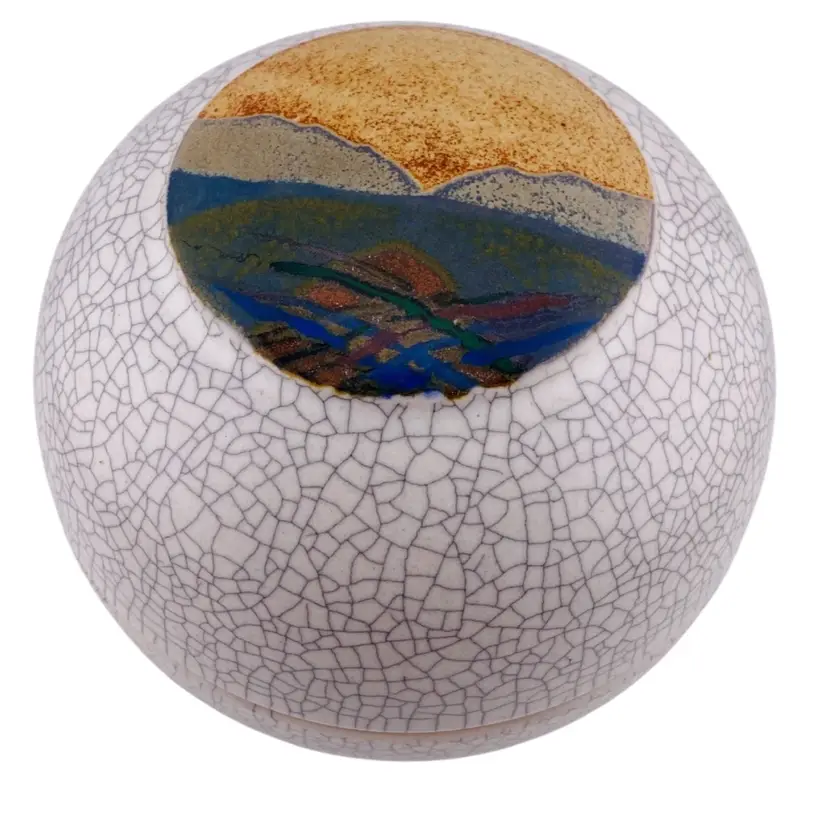 Rob Wiedmaier Pottery Sphere Lidded Signed 1980s Style Vintage