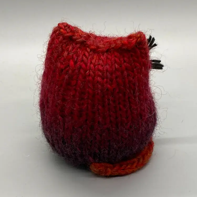 Hand Knit Red Brown Ombre Fall Colors Mini Stuffed Cat Shelf Sitter