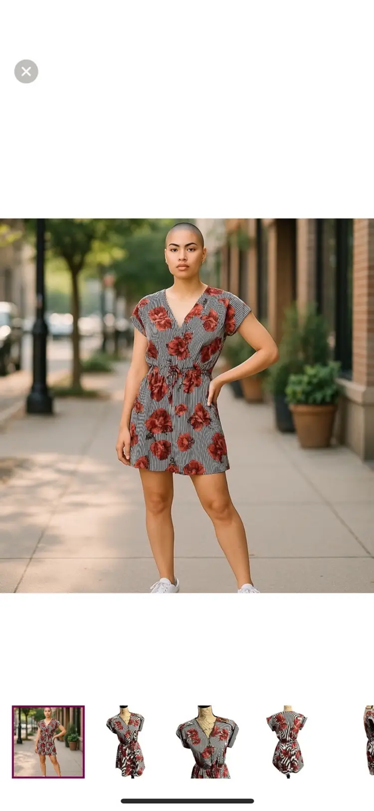 Speed Control New York zipper front striped floral dress. Brass hardware