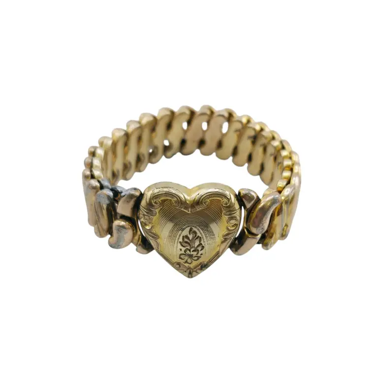 Vintage Phoenix WWII Sweetheart Expansion Bracelet Heart Design (A7764)
