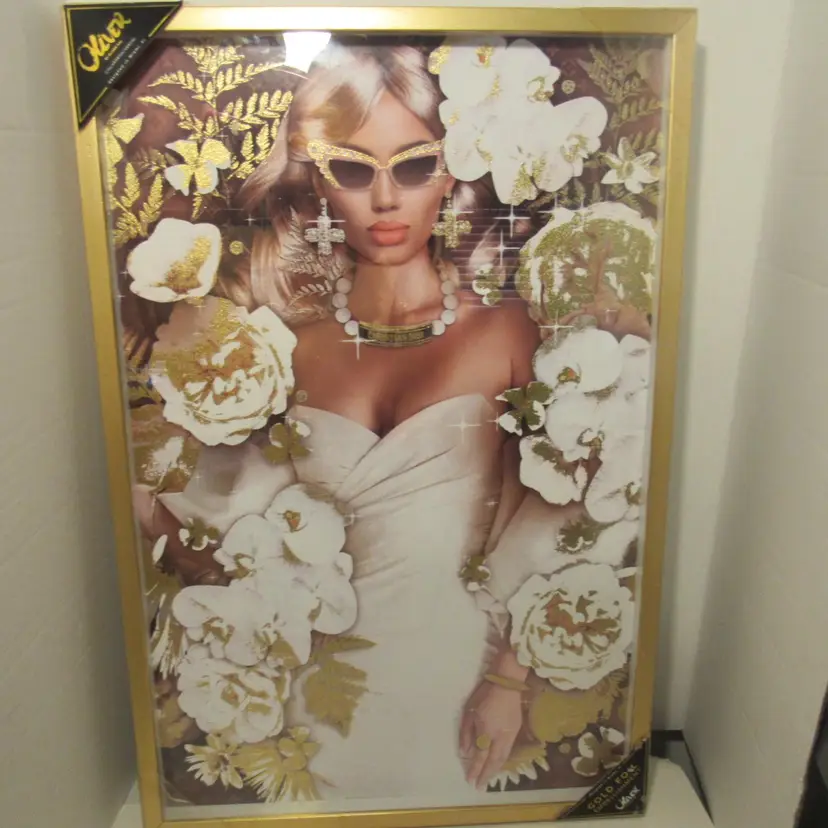 Oliver Gal CHRISTIAN DIOR Fashion Woman Framed Gold Foil Print Wall Hanging Art
