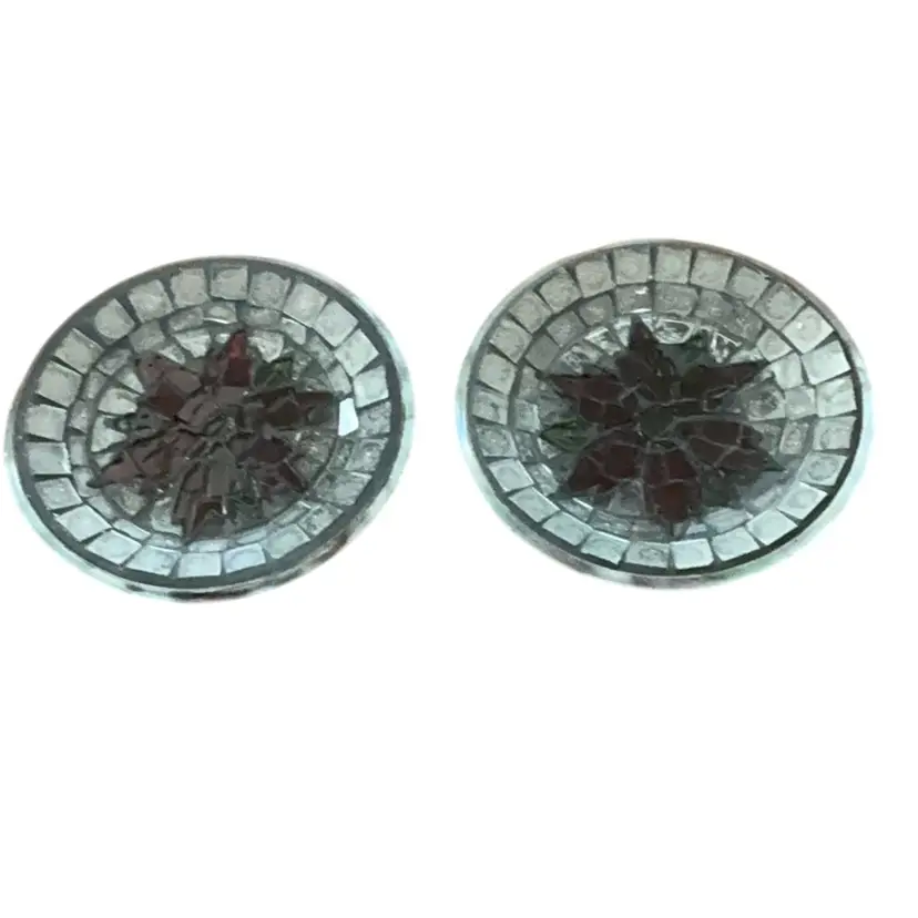 Vintage Poinsettia Mosaic Candle Plates