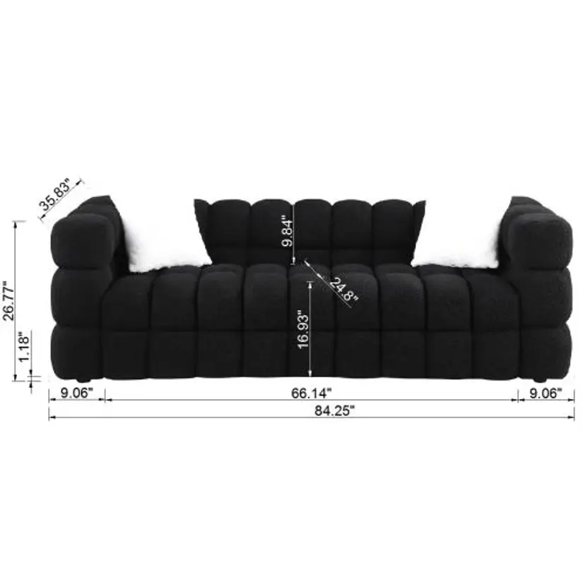 84.3 Length ,35.83 Deepth ,human Body Structure For USA People, Marshmallow Sofa,boucle Sofa ,White Color,3 Seater