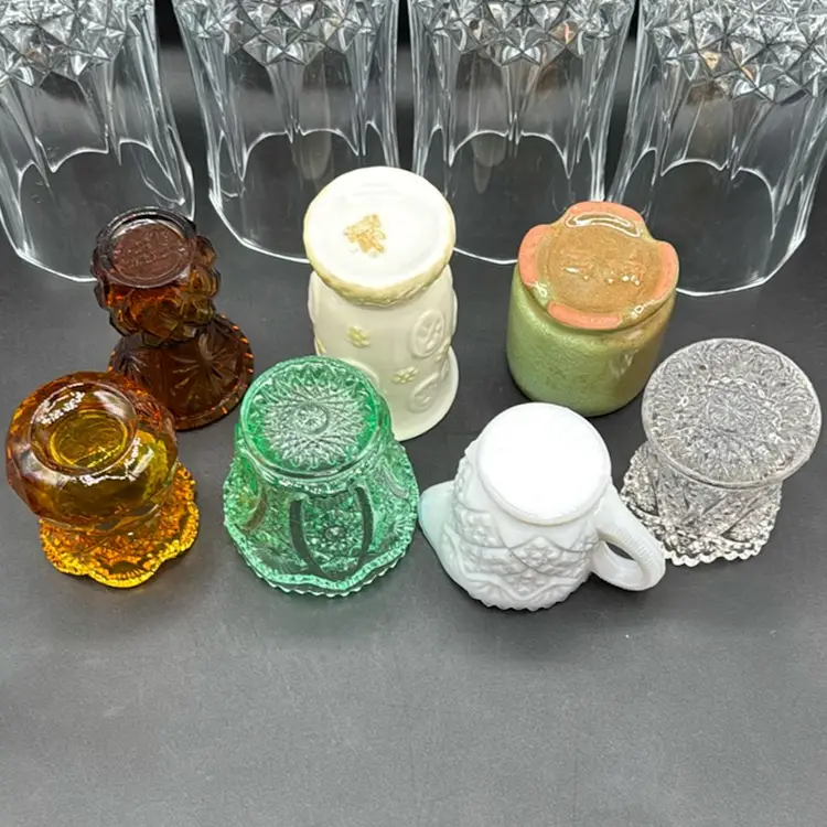 7 Vintage Toothpick Holders EAPG, Hon Kong, Westmoreland, Imperial , Frankoma And Belleek