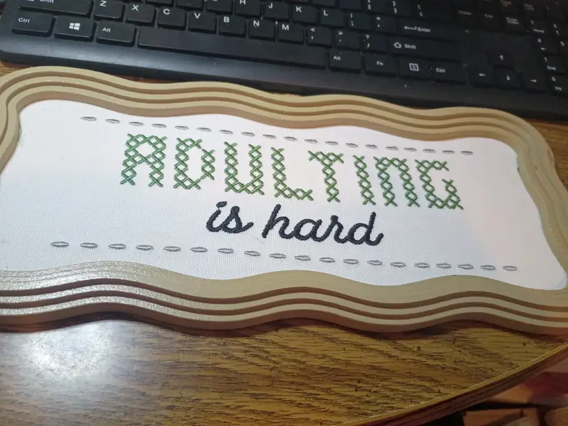 Adulting is Hard Cross-Stitch Sign 12X5.5