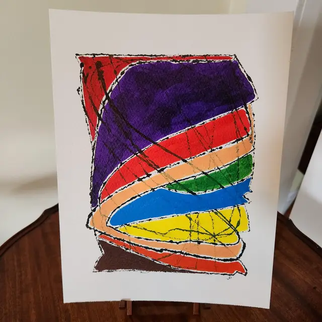 Acrylic Marble Art Painting On Watercolor Paper Original Signed By The Artist Unframed 8x10