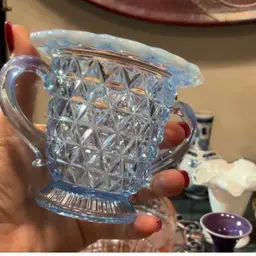 Imperial Glass Katy Blue Lace Edge Cream And Sugar