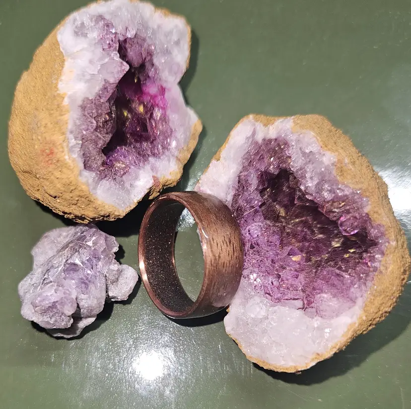 Handmade walnut/copper ring s. 10.5