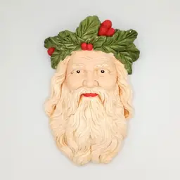 Vintage House Of Lloyd Chalkware "Old World St. Nick" Plaque, Santa IOB Christmas