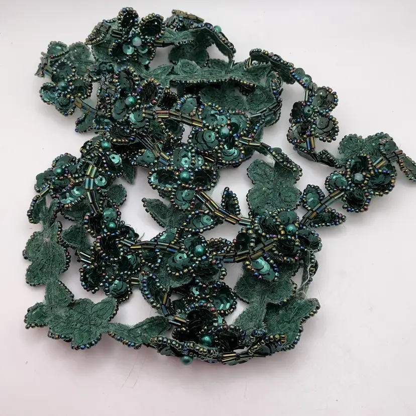 CFT Beaded Trim Floral Design Approximately 2 Yards