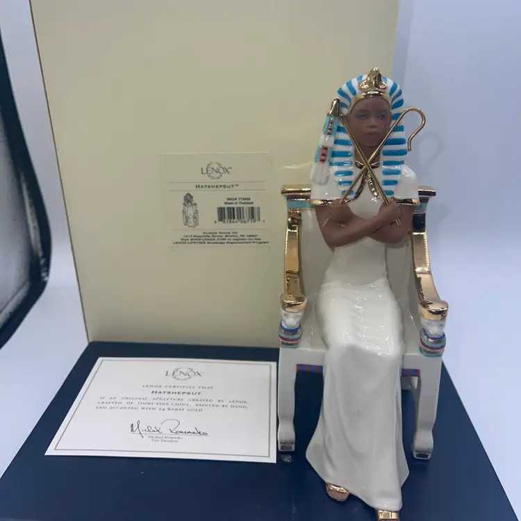Lenox Egyptian Collection Queen Hatshepsut Figurine #773958 Pharaoh 24kt Gold Hard To Find