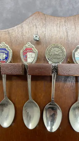 Lot Of 63 Collectible Spoons And Rack