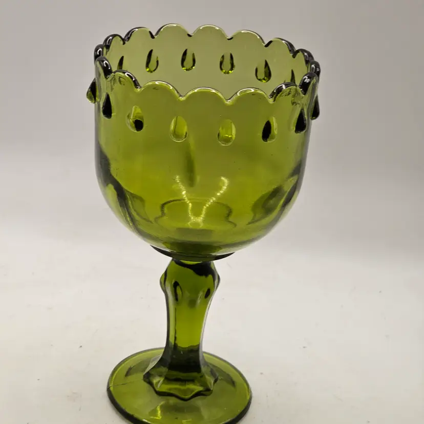 Indiana Glass teardrop green glad goblet vintage