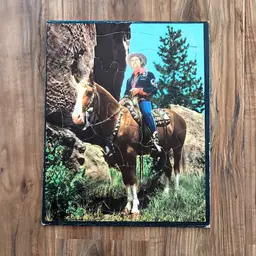 Gene Autry and Champion Horse Puzzle 1950s 9.25 in L x 11.5 in H Vintage
