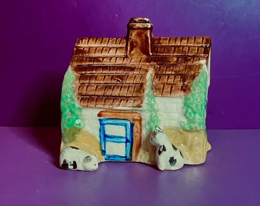 Vintage Japan Village Cottage With Cats Votive Candle Burner