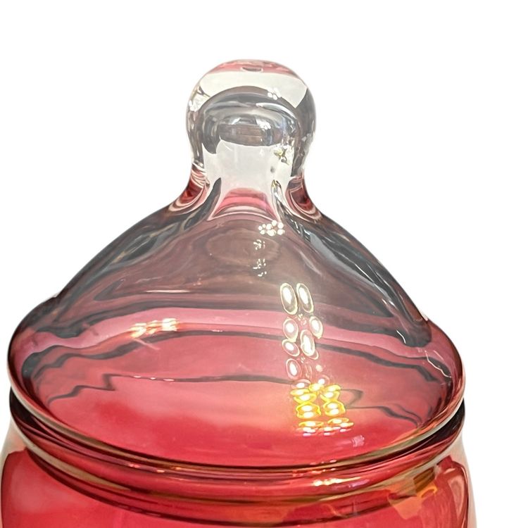 012 Vintage Glass Flashed Cranberry Color, Apothecary Jar, Two Tiers