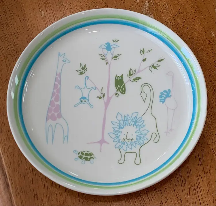 VTG Shenango China Anchor Hocking Child’s Plate 8” Giraffe Lion Owl Turtle Monkey Bird 1979-1987