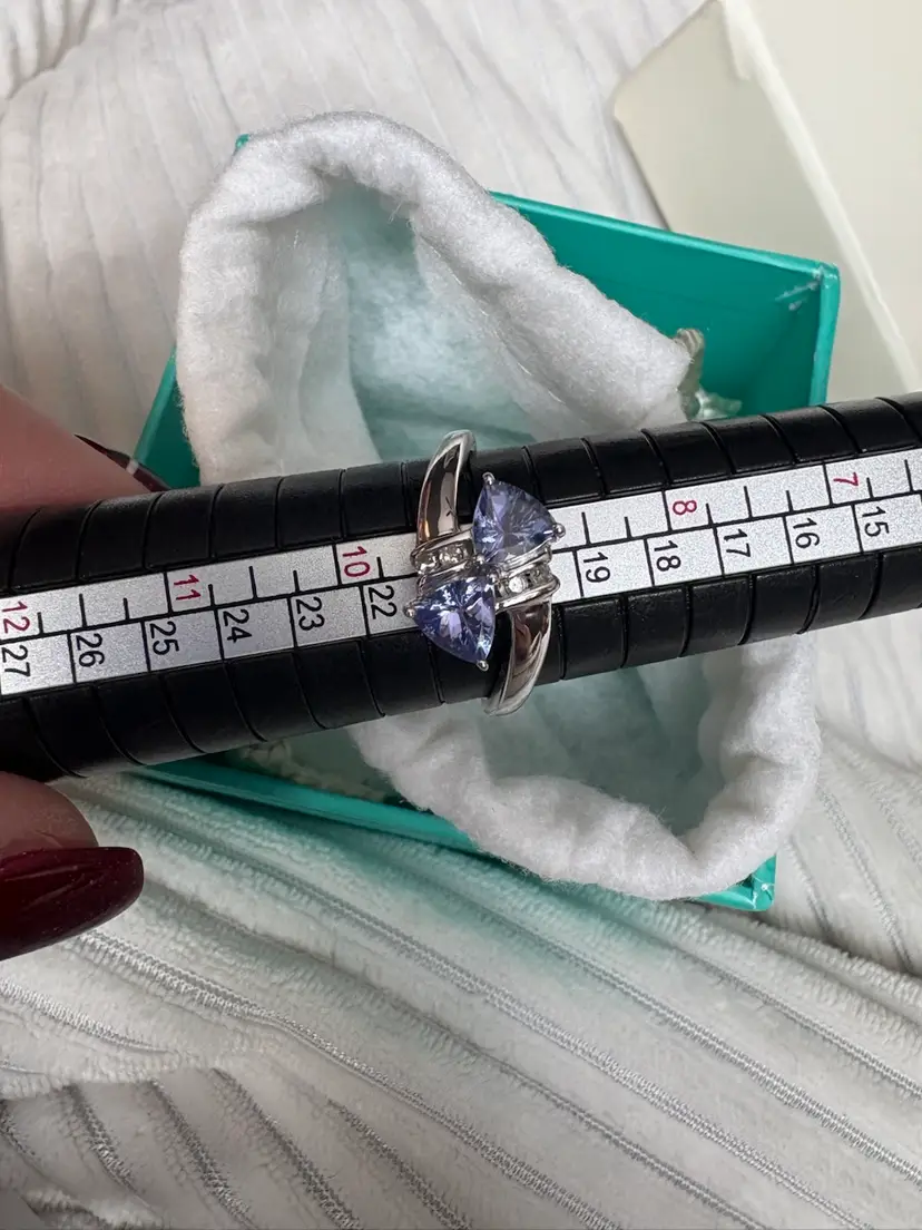 Sterling Silver, Tourmaline, CZ Ring Size 9