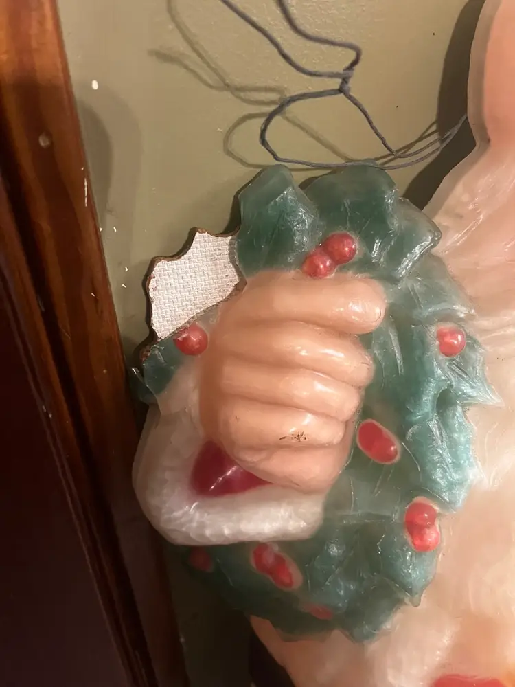 1950's Vintage Noma Flat Back Lighted  Santa Hard Plastic  30" Tall Christmas