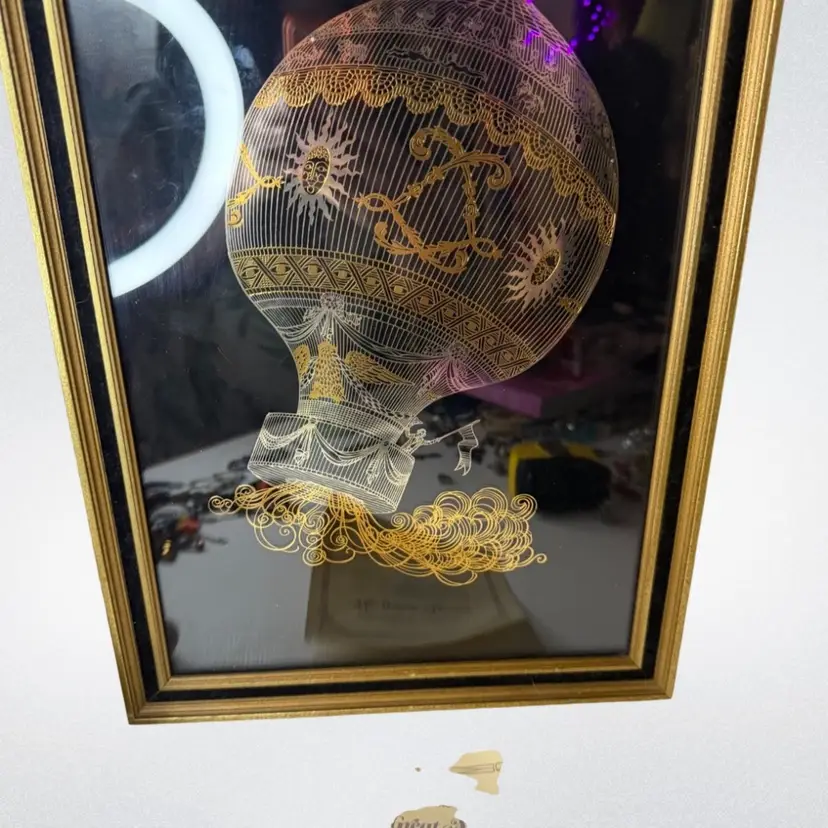 FRANKLIN MINT STERLING SILVER & 24K GOLD Etched hot Air Balloon