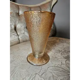 Vintage Jeanette Marigold Carnival Crackle Glass Vase Or Tumbler