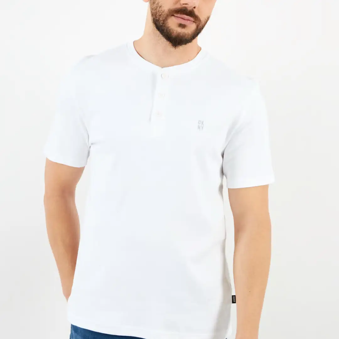 DKNY Men's White Henley Shirt - XL