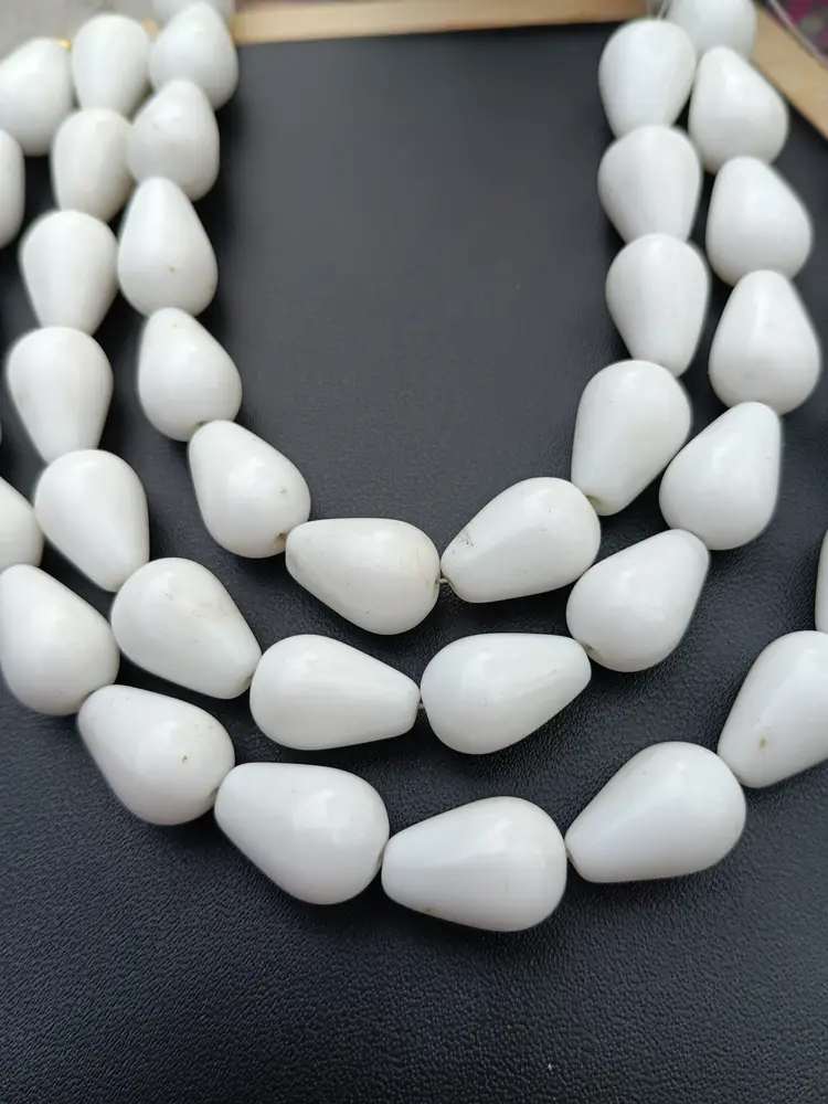 45 Count Vintage Teardrop Milk Glass Beads