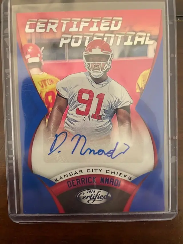 2018 Derrick Nnadi Certified Potential Sticker Rookie Autograph /50