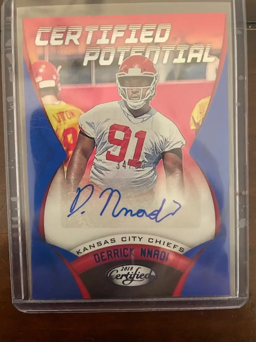 2018 Derrick Nnadi Certified Potential Sticker Rookie Autograph /50
