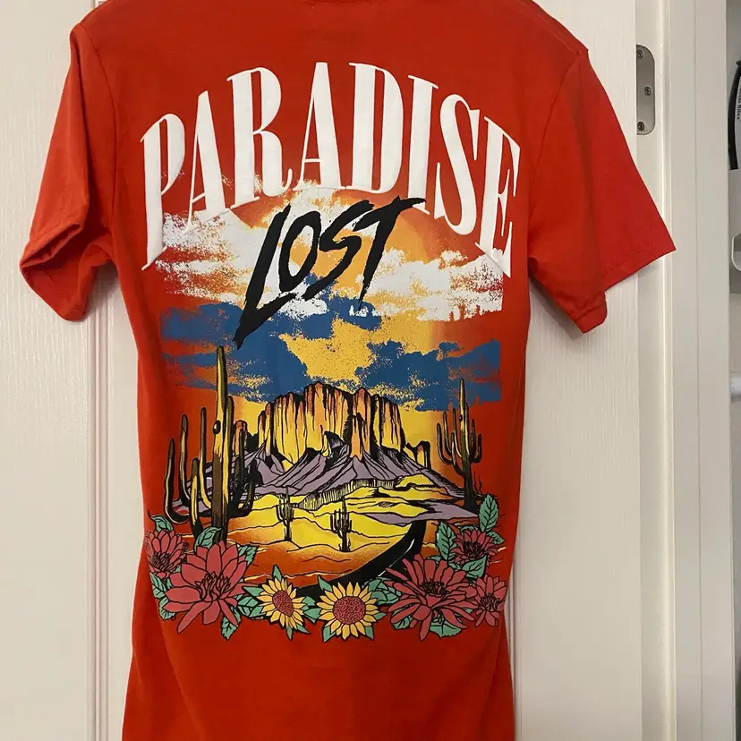 GSTR Mens Graphic Tee T Shirt Orange S Small 36” Paradise Lost Southwest Scene