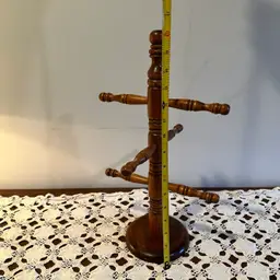 Vintage Mid Century Modern Farmhouse Wooden Mug Tree Stand - Holds 6 Mugs