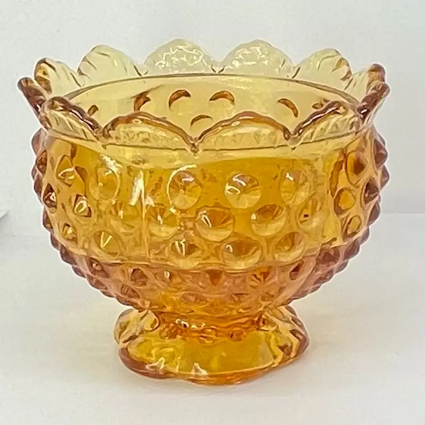 Amber Hobnail Candleholder