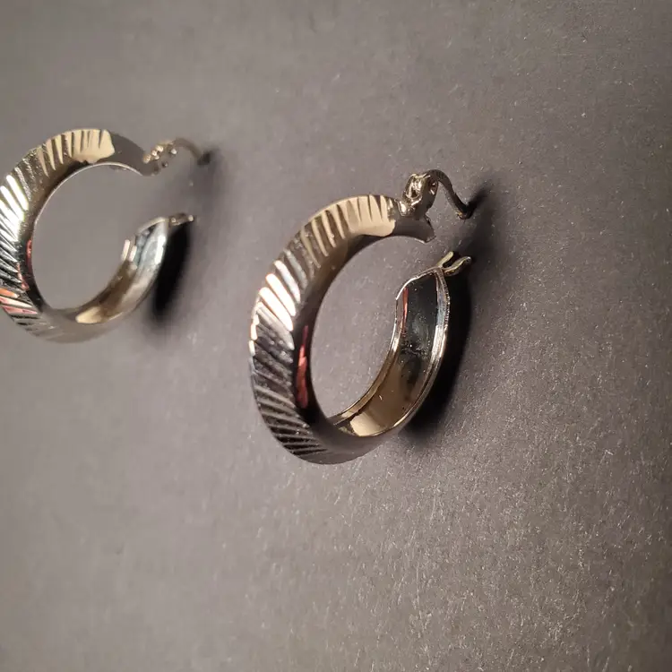 Sterling Silver 1" Hoop Pierced Earrings Made in Turkey