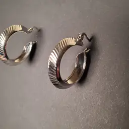 Sterling Silver 1" Hoop Pierced Earrings Made in Turkey