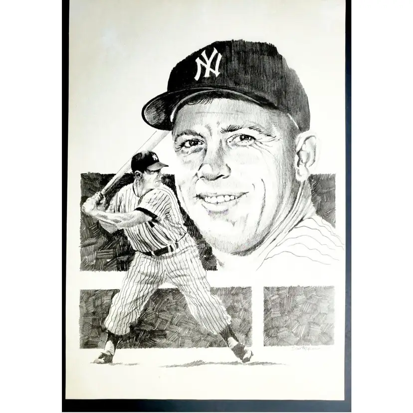 Mickey Mantle New York Yankees Great Dan McKee 11x16 Art Print RARE 1990s!