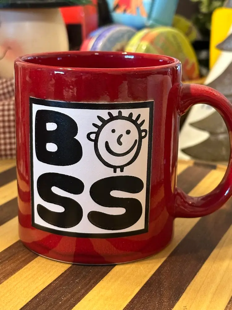 Rare Waechtersbach Germany Red Happy or Mad Boss Coffee Mug Vintage