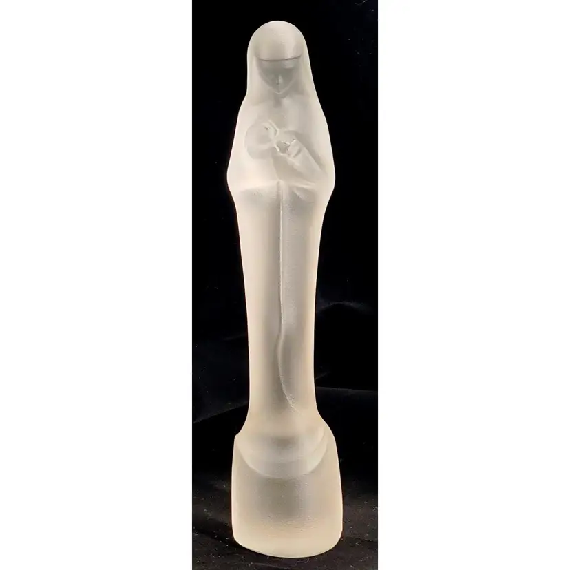 Leerdam Madonna & Child Satin Glass Stef Uiterwaal Art Deco 1936 MINT