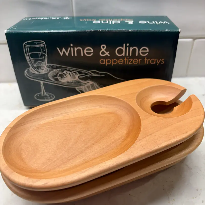 J.K. Adams “Wine & Dine” Appetizer Trays – Set of 4 – New in Box