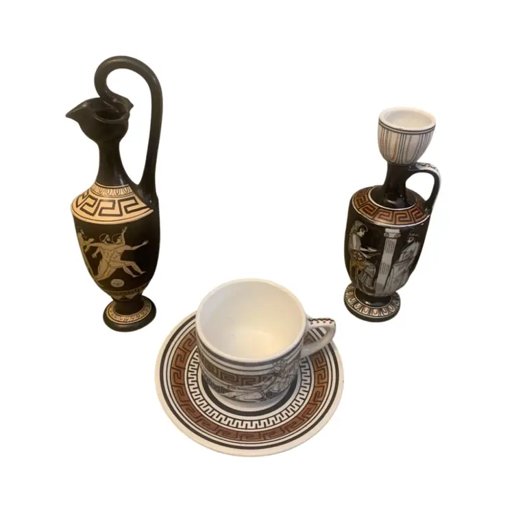 4 Piece Selection Of Pottery From Greece Measurements In Description
