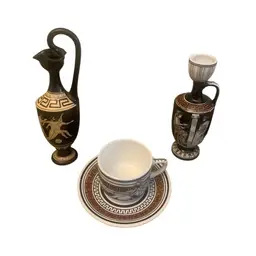 4 Piece Selection Of Pottery From Greece Measurements In Description