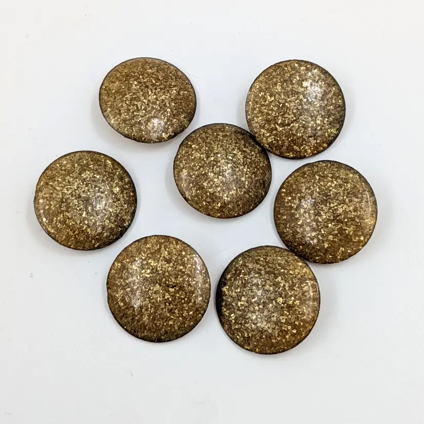 Vintage Convex Gold Glitter Buttons